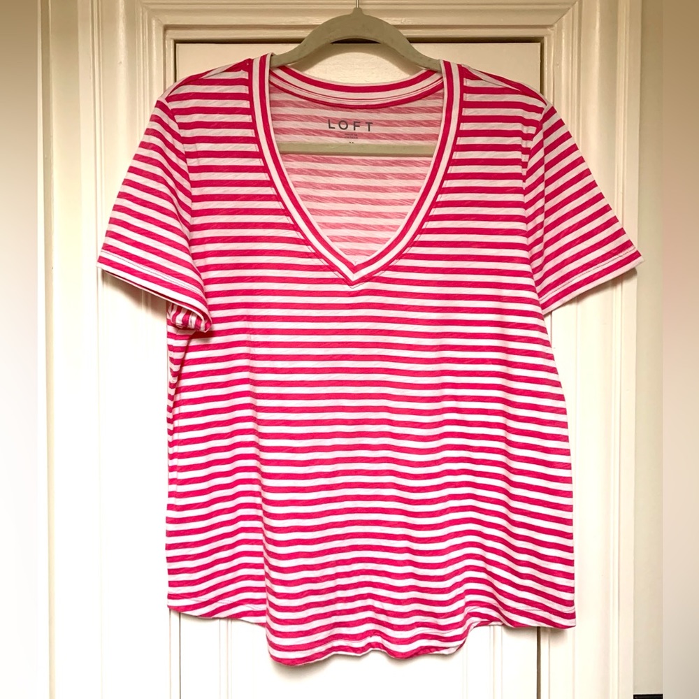 Loft Striped Short Sleeve V-neck Tee